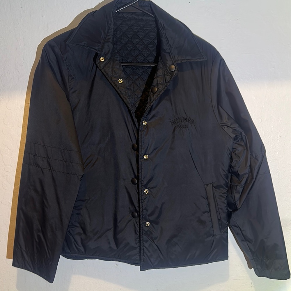 Hermes Black pea coat short Jacket small